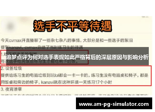追梦点评为何对选手表现如此严格背后的深层原因与影响分析 追梦点评为何对选手表现如此严格背后的深层原因与影响分析